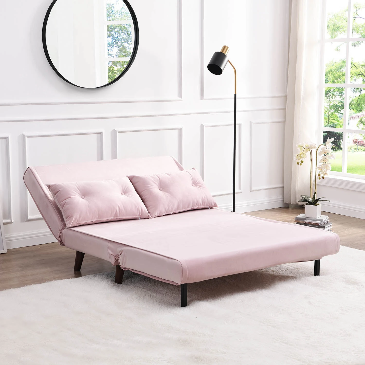 Algo Sofabed With Cushions In Pink Velvet 2 Seater 3 Algo Sofabed With Cushions In Pink Velvet 2 Seater - Image 3