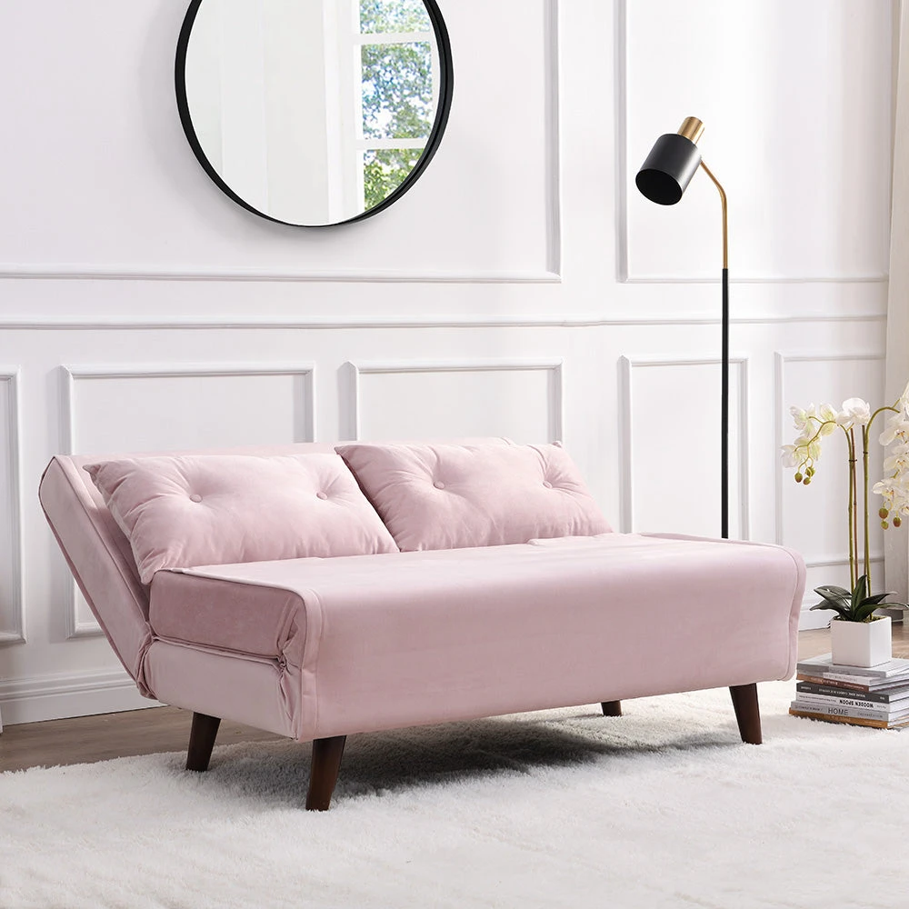 Algo Sofabed With Cushions In Pink Velvet 2 Seater 4 Algo Sofabed With Cushions In Pink Velvet 2 Seater - Image 4