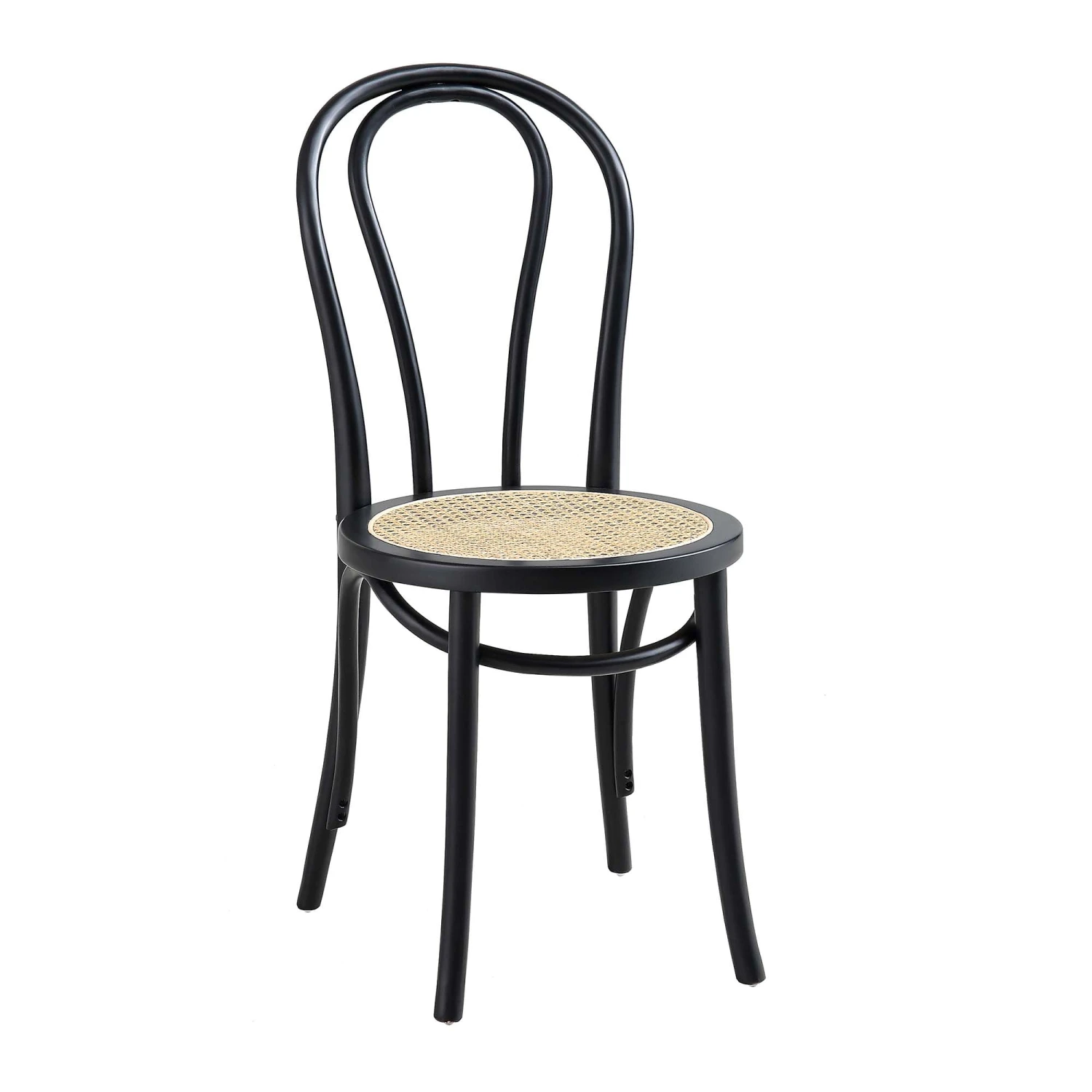 Camille Elm Wood And Rattan Bentwood Dining Chair, Black 2 Camille Elm Wood And Rattan Bentwood Dining Chair, Black - Image 2