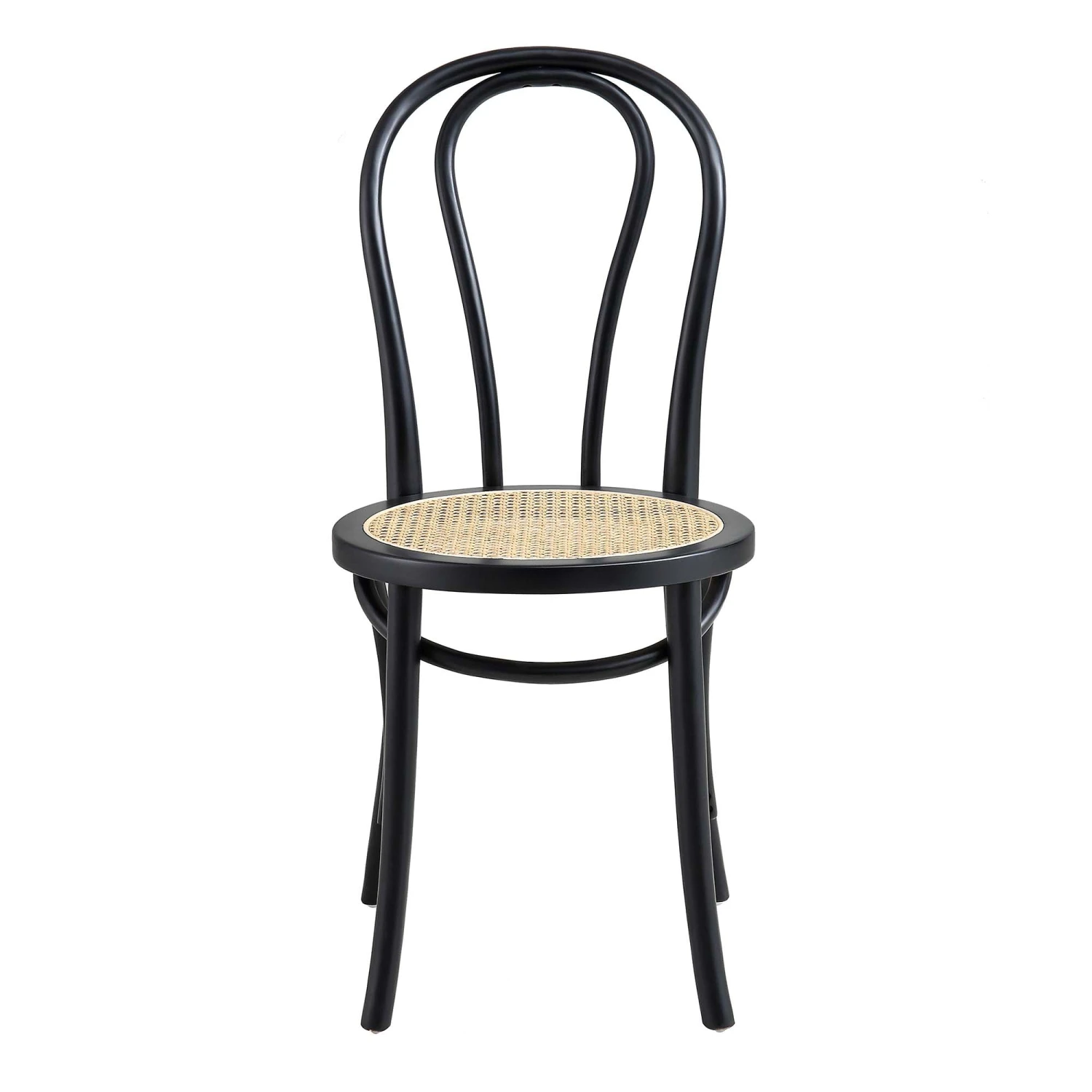 Camille Elm Wood And Rattan Bentwood Dining Chair, Black 3 Camille Elm Wood And Rattan Bentwood Dining Chair, Black - Image 3
