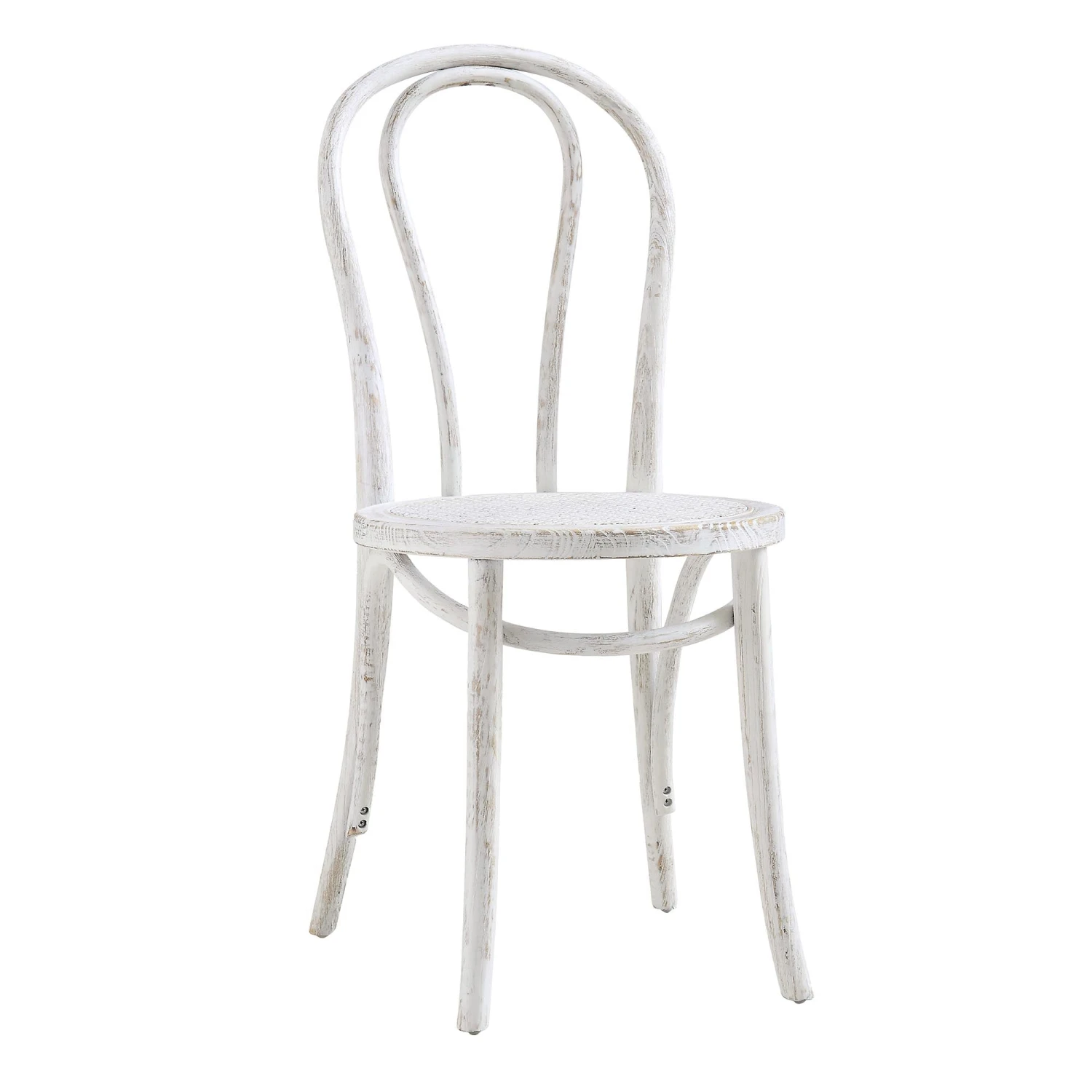 Camille Elm Wood And Rattan Bentwood Dining Chair, Distressed White 5 Camille Elm Wood And Rattan Bentwood Dining Chair, Distressed White - Image 5