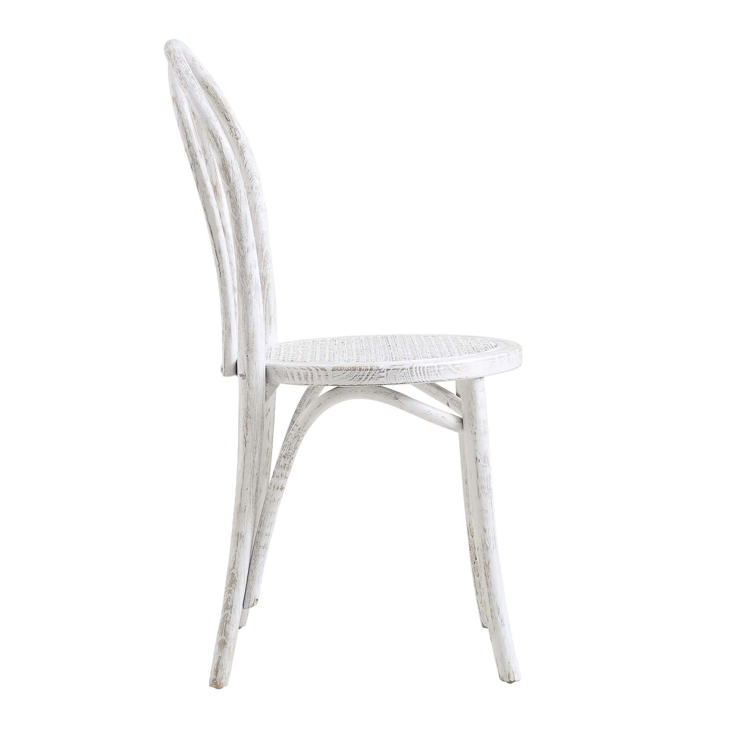Camille Elm Wood And Rattan Bentwood Dining Chair, Distressed White 6 Camille Elm Wood And Rattan Bentwood Dining Chair, Distressed White - Image 6