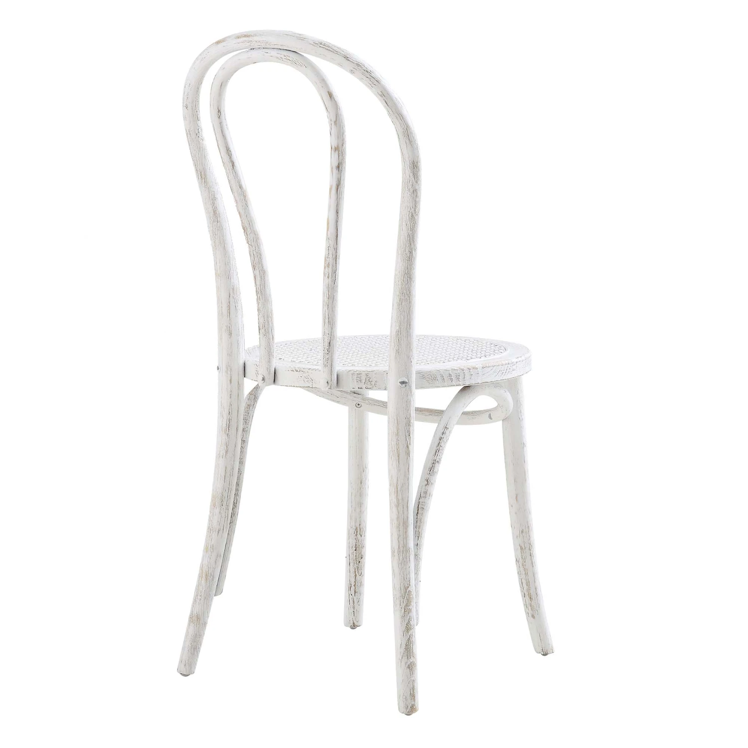 Camille Elm Wood And Rattan Bentwood Dining Chair, Distressed White 7 Camille Elm Wood And Rattan Bentwood Dining Chair, Distressed White - Image 7