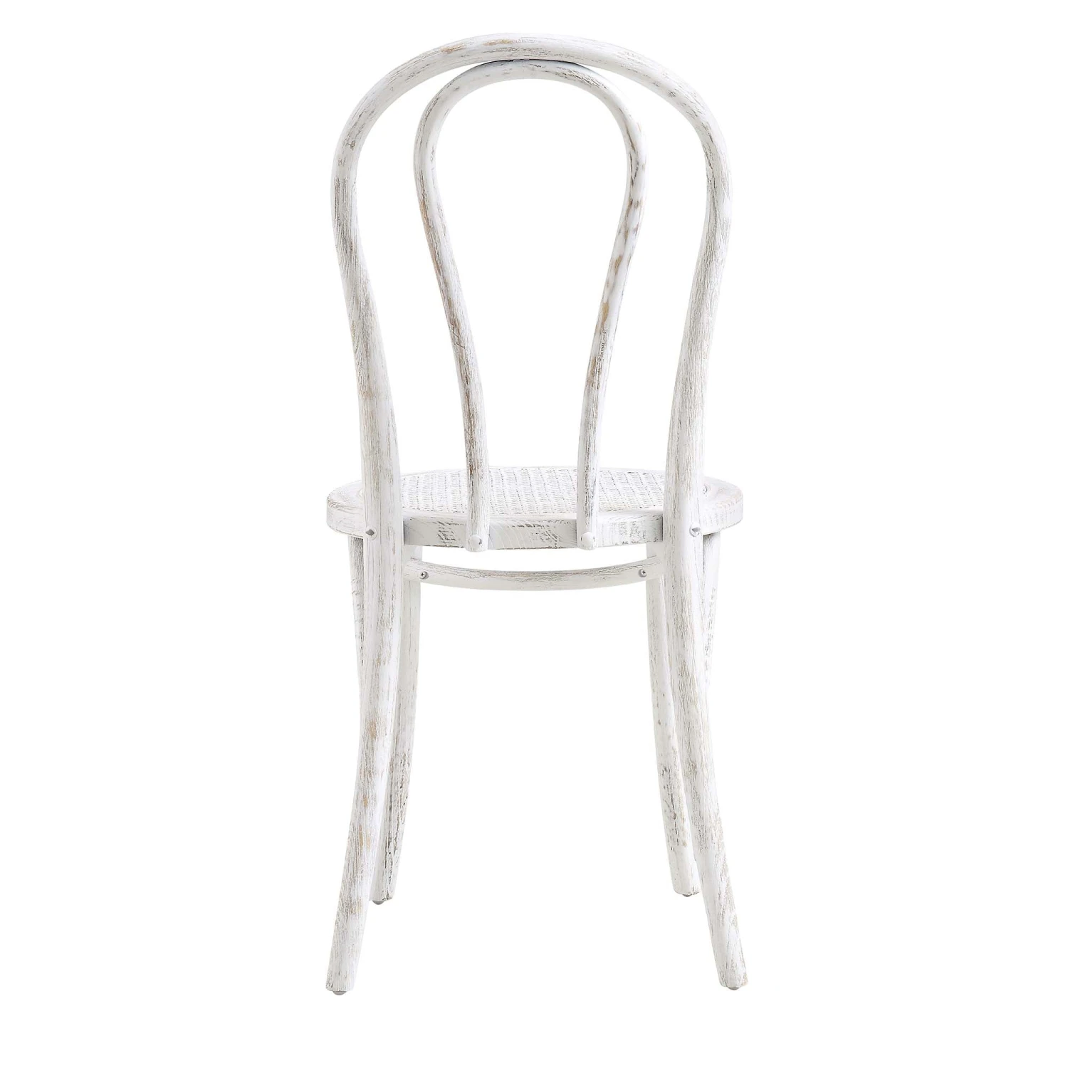 Camille Elm Wood And Rattan Bentwood Dining Chair, Distressed White 8 Camille Elm Wood And Rattan Bentwood Dining Chair, Distressed White - Image 8