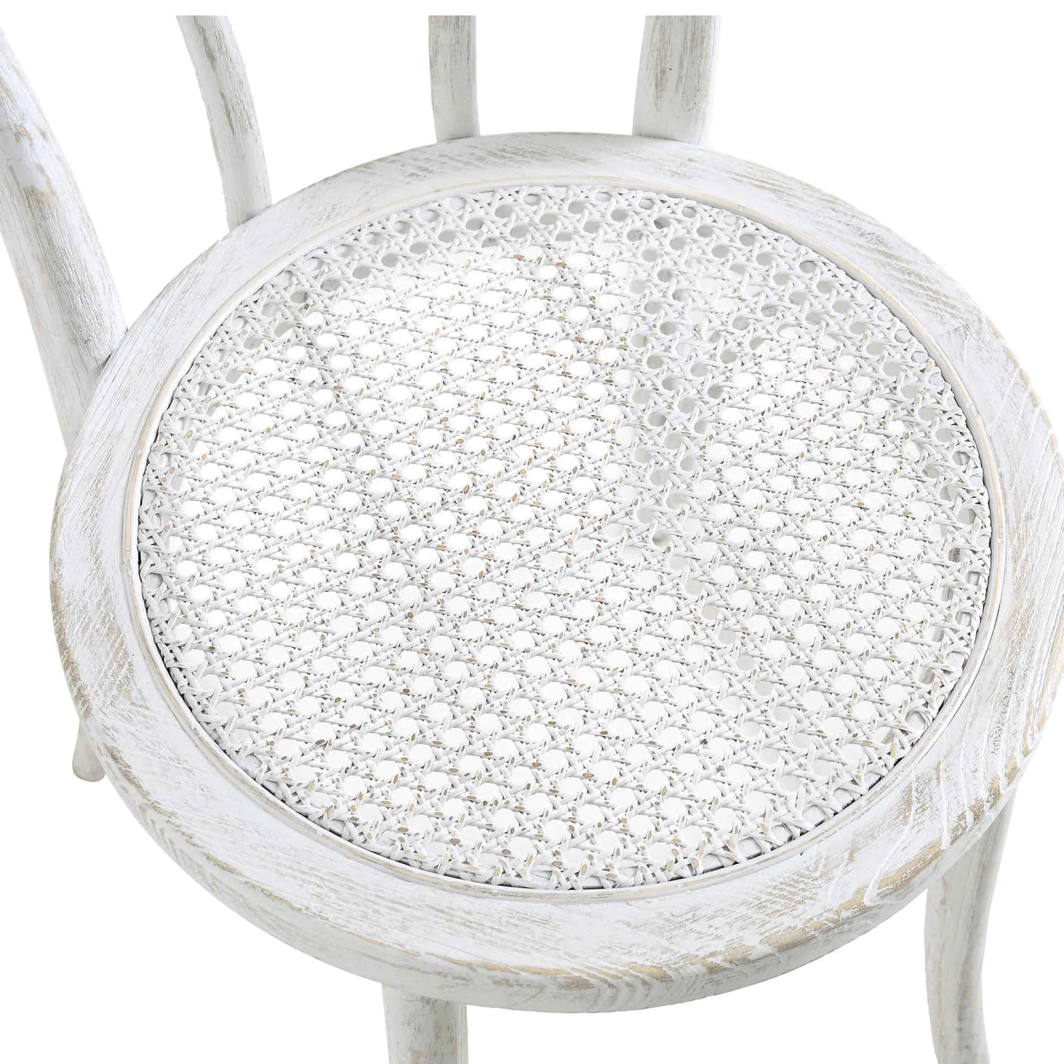 Camille Elm Wood And Rattan Bentwood Dining Chair, Distressed White 9 Camille Elm Wood And Rattan Bentwood Dining Chair, Distressed White - Image 9
