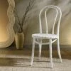 Camille Distressed White Elm Wood & Rattan Bentwood Dining Chair - Parisian Bistro Style -Daals Store DCH 002 WASHWHITE main