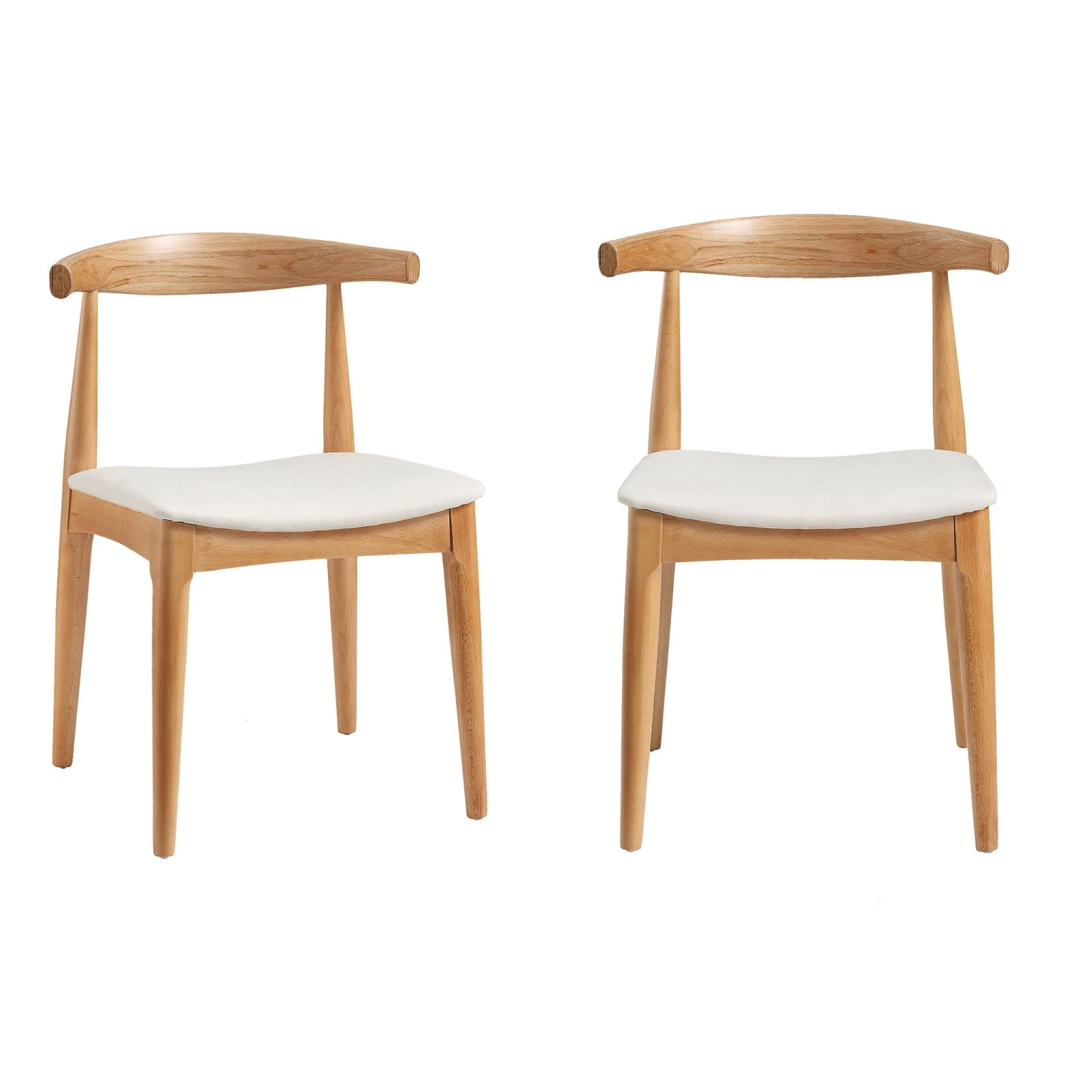 Arley Natural Beech Wood with Beige Fabric Seat β Set of 2 Scandi Curved Back Dining Chairs 2 Arley Natural Beech Wood with Beige Fabric Seat β Set of 2 Scandi Curved Back Dining Chairs - Image 2