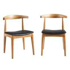 Arley Set Of 2 Beech Wood Dining Chairs, Natural And Black -Daals Store DCH 007 NAT BLACKPU 2P WB1