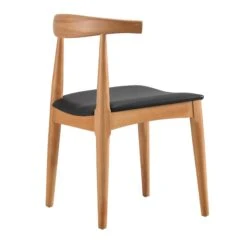 Arley Set Of 2 Beech Wood Dining Chairs, Natural And Black -Daals Store DCH 007 NAT BLACKPU 2P WB5