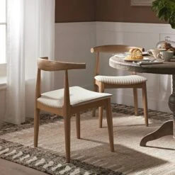 Arley Set Of 2 Beech Wood Dining Chairs, Natural And Light Taupe Striped 20 Arley Set Of 2 Beech Wood Dining Chairs, Natural And Light Taupe Striped -Daals Store DCH 007 NAT TAUPESTRIPE 2P scene3