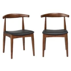 Arley Set of 2 Walnut Beech Wood Dining Chairs with Black PU Leather β Scandi Curved Backrest 15 Arley Set of 2 Walnut Beech Wood Dining Chairs with Black PU Leather β Scandi Curved Backrest -Daals Store DCH 007 WALNUT BLACKPU 2P WB1