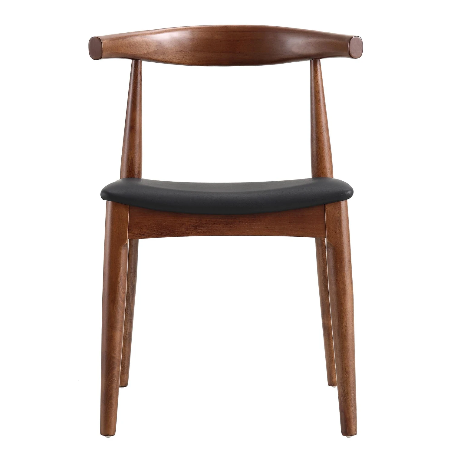 Arley Set of 2 Walnut Beech Wood Dining Chairs with Black PU Leather β Scandi Curved Backrest 6 Arley Set of 2 Walnut Beech Wood Dining Chairs with Black PU Leather β Scandi Curved Backrest - Image 6