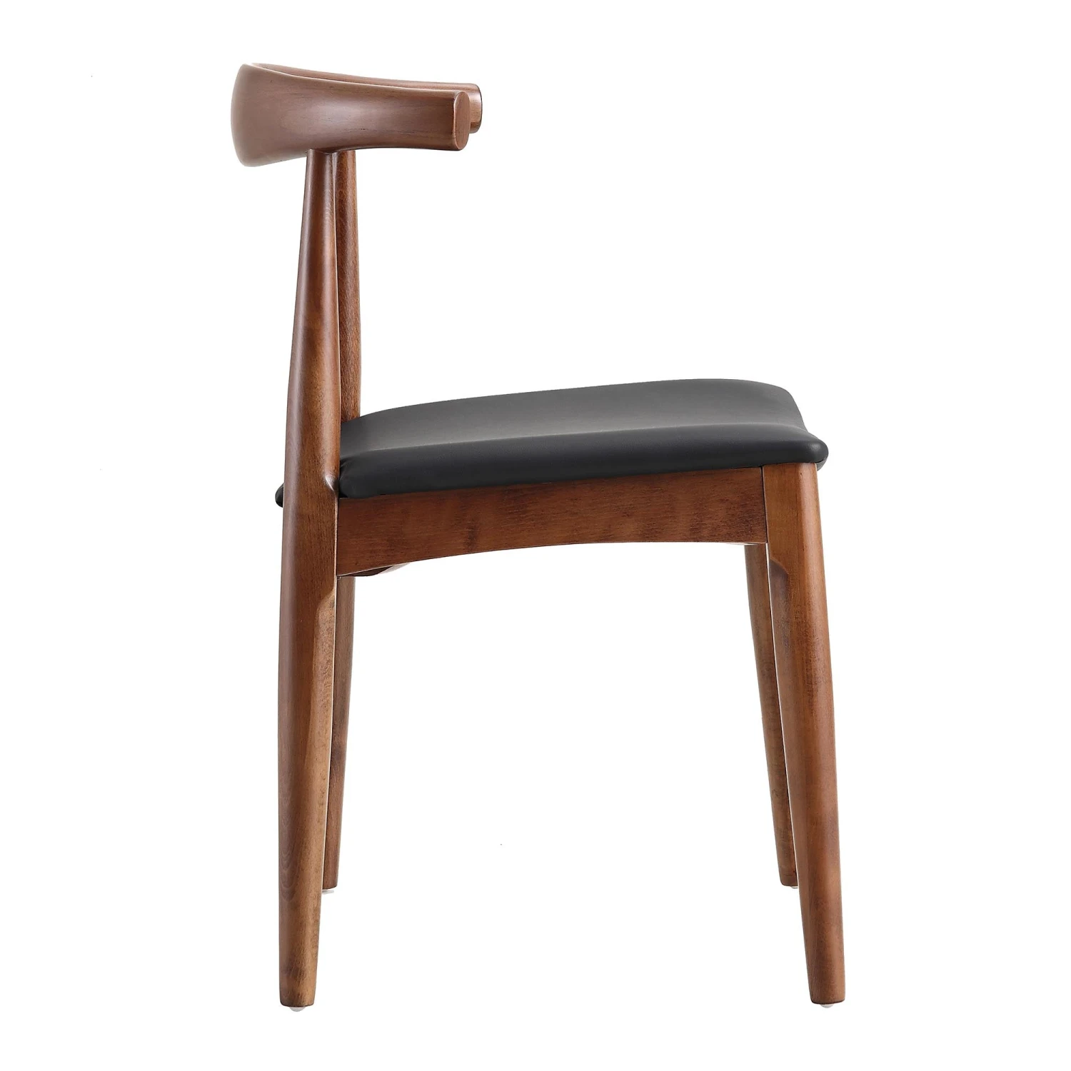 Arley Set of 2 Walnut Beech Wood Dining Chairs with Black PU Leather β Scandi Curved Backrest 7 Arley Set of 2 Walnut Beech Wood Dining Chairs with Black PU Leather β Scandi Curved Backrest - Image 7