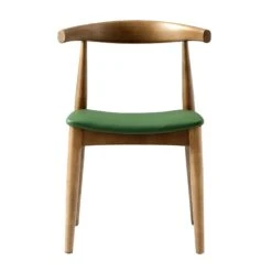 Arley Set Of 2 Beech Wood Dining Chairs, Light Walnut And Olive Green -Daals Store DCH 007 WALNUT OLIVEPU 2P WB3