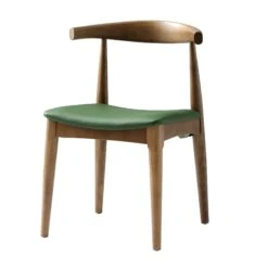 Arley Set Of 2 Beech Wood Dining Chairs, Light Walnut And Olive Green -Daals Store DCH 007 WALNUT OLIVEPU 2P WB4