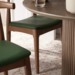 Arley Set Of 2 Beech Wood Dining Chairs, Light Walnut And Olive Green -Daals Store DCH 007 WALNUT OLIVEPU 2P scene3