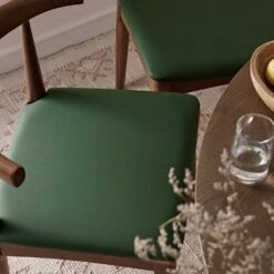 Arley Set Of 2 Beech Wood Dining Chairs, Light Walnut And Olive Green -Daals Store DCH 007 WALNUT OLIVEPU 2P scene4