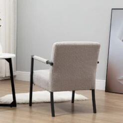 Hatton Steel Frame Boucle Accent Chair (Grey) 16 Hatton Steel Frame Boucle Accent Chair (Grey) -Daals Store DCH 1064A LGREY BOUCLE scene3