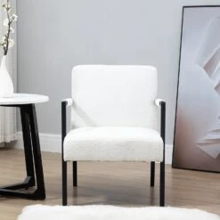 Hatton Steel Frame Boucle Accent Chair (White) 13 Hatton Steel Frame Boucle Accent Chair (White) -Daals Store DCH 1064A WHITE BOUCLE scene1