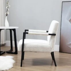 Hatton Steel Frame Boucle Accent Chair (White) 14 Hatton Steel Frame Boucle Accent Chair (White) -Daals Store DCH 1064A WHITE BOUCLE scene2