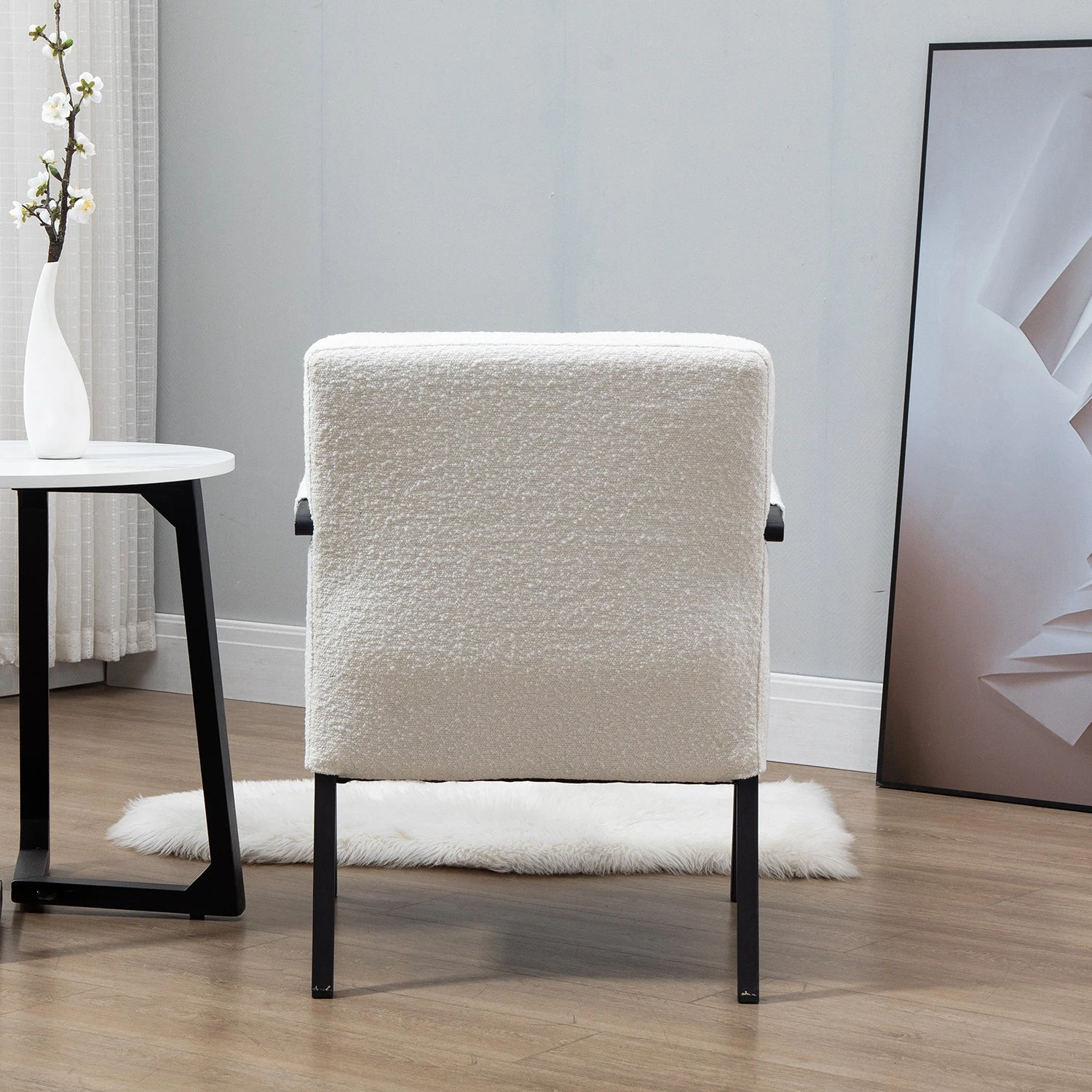 Hatton Steel Frame Boucle Accent Chair (White) 5 Hatton Steel Frame Boucle Accent Chair (White) - Image 5