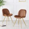 Set Of 2 Cosford Diamond Stitch Dining Chairs (Vintage Tan Leather Effect Fabric) 23 Set Of 2 Cosford Diamond Stitch Dining Chairs (Vintage Tan Leather Effect Fabric) -Daals Store DCH 2092B COGNAC KJB 2P main