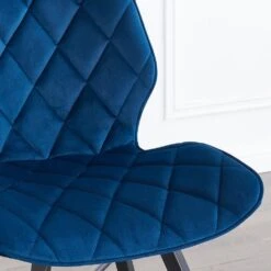 Set Of 2 Ampney Velvet Diamond Stitch Dining Chairs With Metal Legs (Blue Velvet) 11 Set Of 2 Ampney Velvet Diamond Stitch Dining Chairs With Metal Legs (Blue Velvet) -Daals Store DCH 2097 BLUE VEL 2P scene2