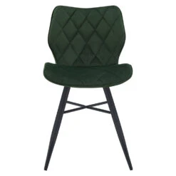 Set Of 2 Ampney Velvet Diamond Stitch Dining Chairs With Metal Legs (Green Velvet) -Daals Store DCH 2097 GREEN VEL 2P WB1