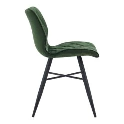 Set Of 2 Ampney Velvet Diamond Stitch Dining Chairs With Metal Legs (Green Velvet) -Daals Store DCH 2097 GREEN VEL 2P WB3