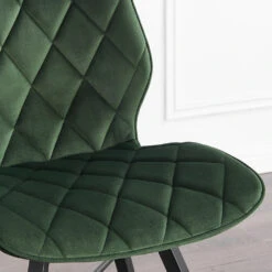 Set Of 2 Ampney Velvet Diamond Stitch Dining Chairs With Metal Legs (Green Velvet) -Daals Store DCH 2097 GREEN VEL 2P scene3