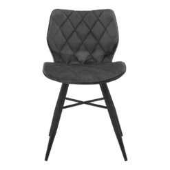 Set Of 2 Ampney Velvet Diamond Stitch Dining Chairs With Metal Legs (Dark Grey Velvet) -Daals Store DCH 2097 GREY VEL 2P WB1