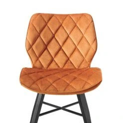 Set Of 2 Ampney Diamond Stitch Orange Velvet Dining Chair Set Of 2 With Metal Legs 16 Set Of 2 Ampney Diamond Stitch Orange Velvet Dining Chair Set Of 2 With Metal Legs -Daals Store DCH 2097 ORANGE VEL 2P detail1
