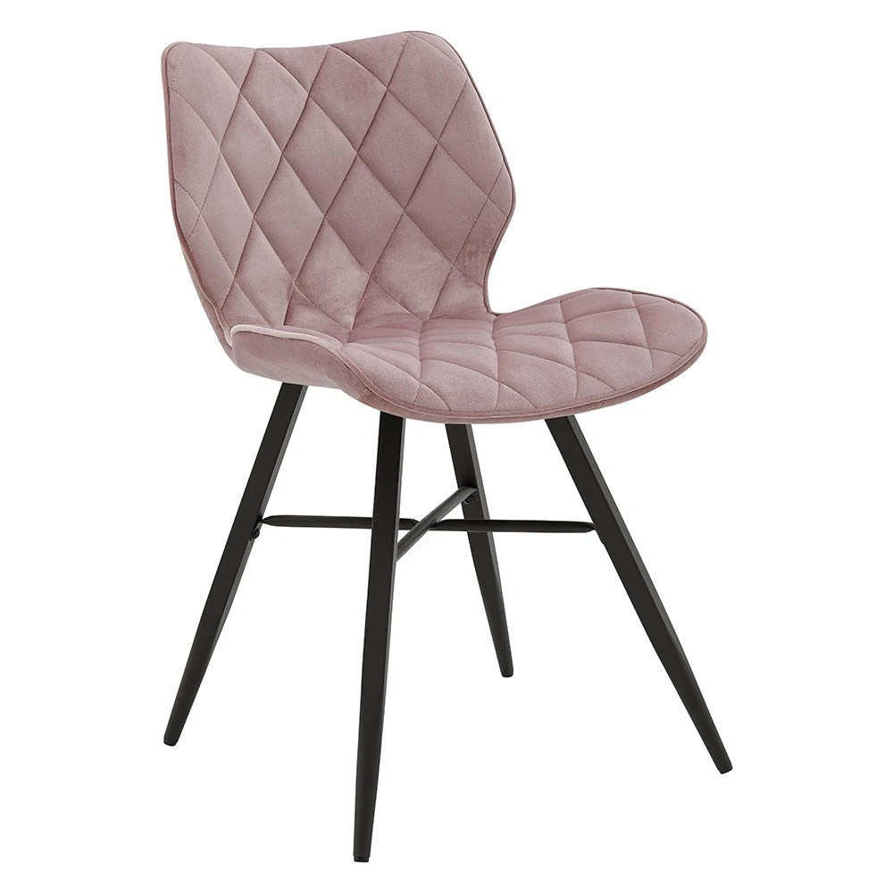 Set Of 2 Ampney Velvet Diamond Stitch Dining Chairs With Metal Legs (Dusty Pink Velvet) 4 Set Of 2 Ampney Velvet Diamond Stitch Dining Chairs With Metal Legs (Dusty Pink Velvet) - Image 4
