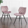 Set Of 2 Ampney Velvet Diamond Stitch Dining Chairs With Metal Legs (Dusty Pink Velvet) 19 Set Of 2 Ampney Velvet Diamond Stitch Dining Chairs With Metal Legs (Dusty Pink Velvet) -Daals Store DCH 2097 PINK VEL 2P main