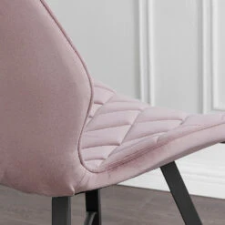 Set Of 2 Ampney Velvet Diamond Stitch Dining Chairs With Metal Legs (Dusty Pink Velvet) 10 Set Of 2 Ampney Velvet Diamond Stitch Dining Chairs With Metal Legs (Dusty Pink Velvet) -Daals Store DCH 2097 PINK VEL 2P scene2
