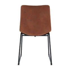 Sutton Set Of 2 Vegan Leather Fluted Dining Chairs With Metal Frame (Cognac Brown) 15 Sutton Set Of 2 Vegan Leather Fluted Dining Chairs With Metal Frame (Cognac Brown) -Daals Store DCH 2098 COGNAC JKB 2P WB4