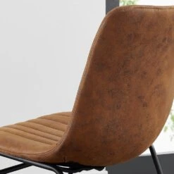 Sutton Set Of 2 Vegan Leather Fluted Dining Chairs With Metal Frame (Cognac Brown) 10 Sutton Set Of 2 Vegan Leather Fluted Dining Chairs With Metal Frame (Cognac Brown) -Daals Store DCH 2098 COGNAC JKB 2P scene2