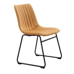 Sutton Set Of 2 Mustard Yellow Velvet Fabric Fluted Dining Chairs With Metal Frame 16 Sutton Set Of 2 Mustard Yellow Velvet Fabric Fluted Dining Chairs With Metal Frame -Daals Store DCH 2098 MUSTARD VEL 2P WB4