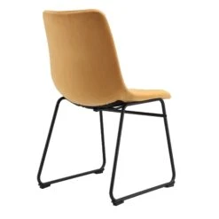 Sutton Set Of 2 Mustard Yellow Velvet Fabric Fluted Dining Chairs With Metal Frame 18 Sutton Set Of 2 Mustard Yellow Velvet Fabric Fluted Dining Chairs With Metal Frame -Daals Store DCH 2098 MUSTARD VEL 2P WB6