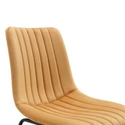 Sutton Set Of 2 Mustard Yellow Velvet Fabric Fluted Dining Chairs With Metal Frame 19 Sutton Set Of 2 Mustard Yellow Velvet Fabric Fluted Dining Chairs With Metal Frame -Daals Store DCH 2098 MUSTARD VEL 2P detail1