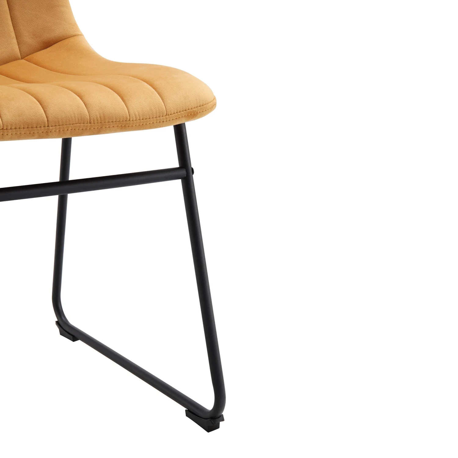 Sutton Set Of 2 Mustard Yellow Velvet Fabric Fluted Dining Chairs With Metal Frame 10 Sutton Set Of 2 Mustard Yellow Velvet Fabric Fluted Dining Chairs With Metal Frame - Image 10