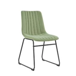 Sutton Set of 2 Sage Green Velvet Fluted Dining Chairs - Modern Vertical Stitching with Metal Frame 12 Sutton Set of 2 Sage Green Velvet Fluted Dining Chairs - Modern Vertical Stitching with Metal Frame -Daals Store DCH 2098 SAGE VEL 2P WB2
