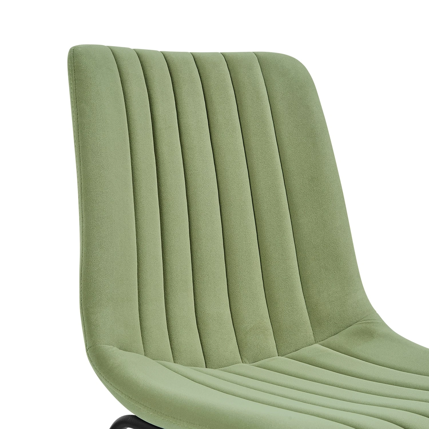 Sutton Set of 2 Sage Green Velvet Fluted Dining Chairs - Modern Vertical Stitching with Metal Frame 8 Sutton Set of 2 Sage Green Velvet Fluted Dining Chairs - Modern Vertical Stitching with Metal Frame - Image 8
