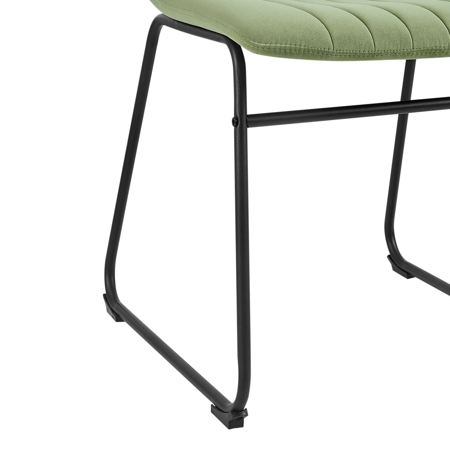 Sutton Set of 2 Sage Green Velvet Fluted Dining Chairs - Modern Vertical Stitching with Metal Frame 9 Sutton Set of 2 Sage Green Velvet Fluted Dining Chairs - Modern Vertical Stitching with Metal Frame - Image 9