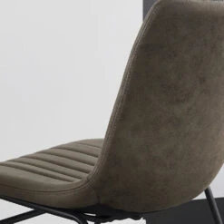 Sutton Set Of 2 Vegan Leather Fluted Dining Chairs With Metal Frame (Steel Grey) 10 Sutton Set Of 2 Vegan Leather Fluted Dining Chairs With Metal Frame (Steel Grey) -Daals Store DCH 2098 STEEL JKB 2P scene2