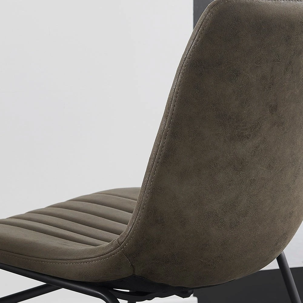 Sutton Set Of 2 Vegan Leather Fluted Dining Chairs With Metal Frame (Steel Grey) 3 Sutton Set Of 2 Vegan Leather Fluted Dining Chairs With Metal Frame (Steel Grey) - Image 3