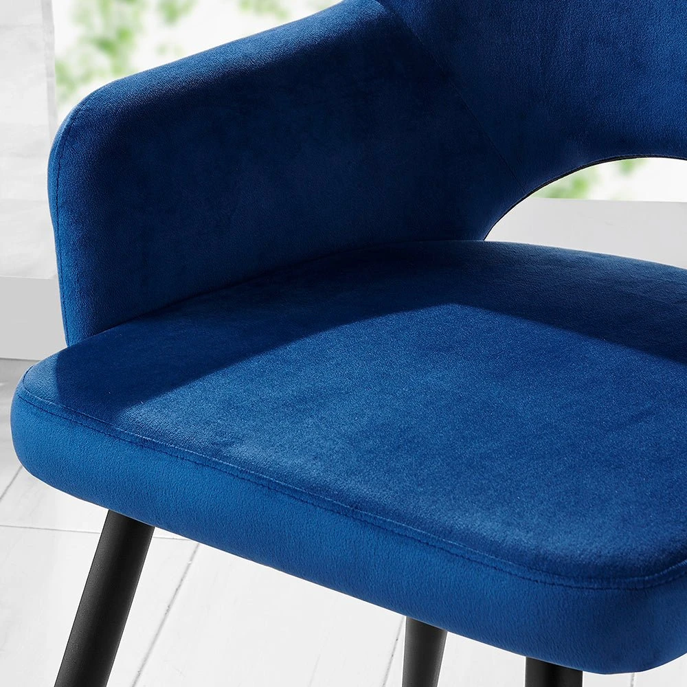Belvoir Velvet Dining Chair With Metal Legs (Blue Velvet) 3 Belvoir Velvet Dining Chair With Metal Legs (Blue Velvet) - Image 3
