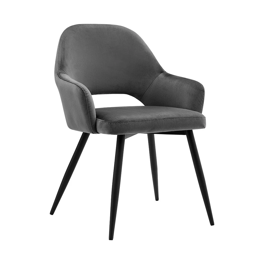 Belvoir Velvet Dining Chair With Metal Legs (Grey Velvet) 4 Belvoir Velvet Dining Chair With Metal Legs (Grey Velvet) - Image 4