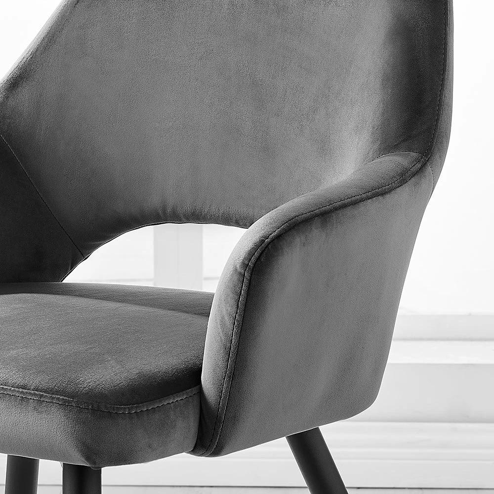 Belvoir Velvet Dining Chair With Metal Legs (Grey Velvet) 2 Belvoir Velvet Dining Chair With Metal Legs (Grey Velvet) - Image 2