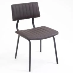 Charlecote Set Of 2 Fluted Dining Chairs (Dark Brown PU) -Daals Store DCH 2118 DARKBROWN PU 2P WB1